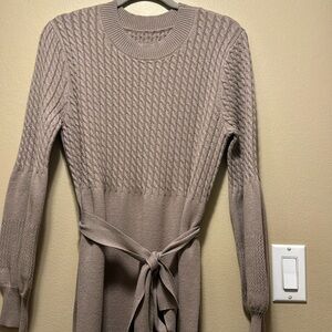Taupe color knit dress with belt very pretty. Size Large